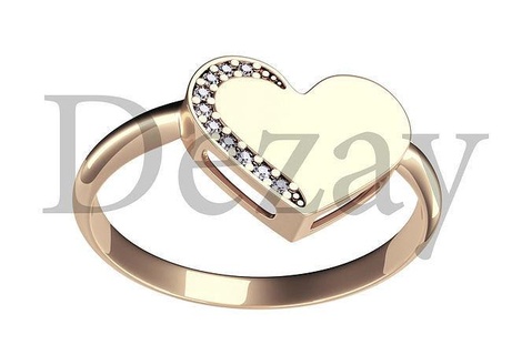 Gold Herz Diamant Ringe Schmuck Design Kunst Liebe Romantik Ring Ehe Juwel Valentinstag Feier leuchtenden Symbol 3d print model - Mito3D