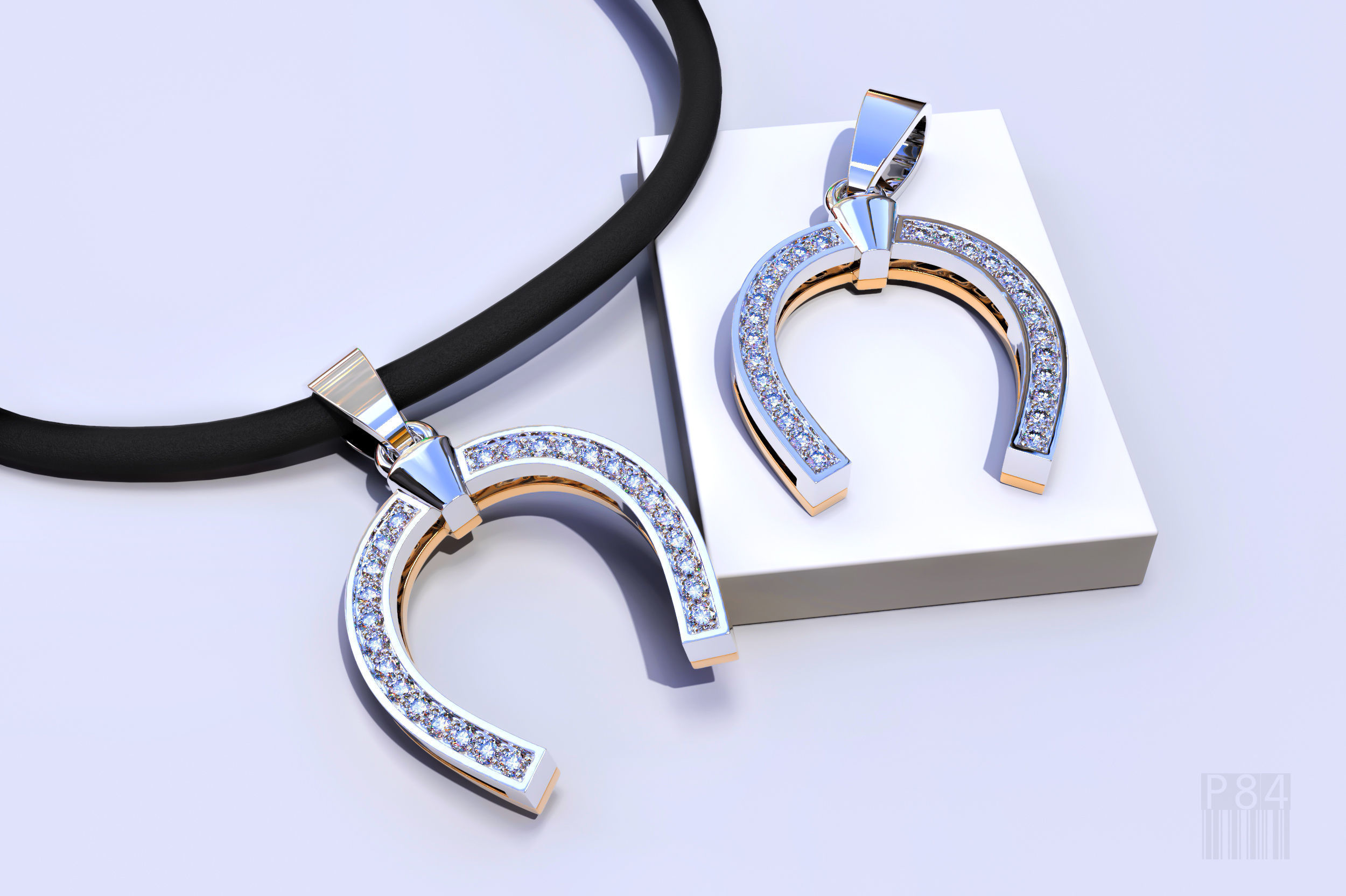 gold horseshoe pendant jewelry 3d stl obj cnc lucky fortunate talisman mascot amulet gemstone jewellery wax printable fashion print diamonds pendants 3D print model - Mito3D
