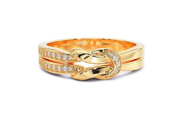 Gold Knoten Ring Diamanten druckbar Diamant Hochzeit cad Mode Schmuck Silber Engagement 3d print model - Mito3D