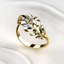 gold leaf ring golden printable print 3dprint ruby zircon rhino wedding jewelry engagement plating rhodium jewel rings 3d print model - Mito3D