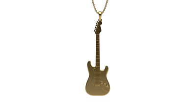 gold leaf stratocaster silver pendant jewelry guitar instrument music necklace pendants gift happy fashion beauty 3d print model - Mito3D