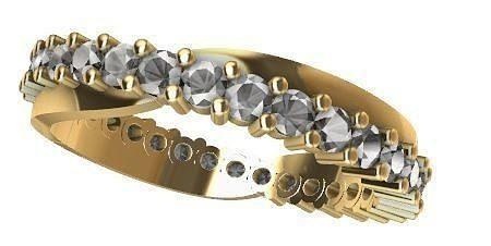 or ligne ternité bague argent imprimable diamant bijou mariage gemme bijoux 3dmodel mode femmes luxe platine bande précieux anneaux collection textures 3d print model - Mito3D