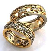 gold metal rings jewelry wedding accessory clothing chain white gem 3d print model - Mito3D