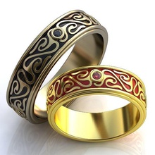 gold-Metall-Ringe Schmuck Hochzeit Ringe - Zubehör Kleidung enamelrings gold gem exklusiv genial gold-ring Saphir ruby rot blau weddingrings 3d print model - Mito3D