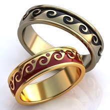 ouro anéis de metal jóias casamento acessório o padrão branco vermelho jóia prata anel da forma 3d print model - Mito3D