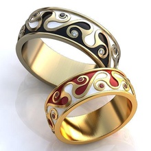 ouro anéis de metal diamantes 307 jóias casamento acessório o padrão branco preto vermelho gemas brilhantes ruby 3d print model - Mito3D