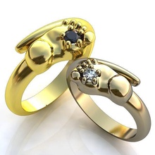 do metal ouro de casamento, anéis diamantes jóias casamento acessório branco amarelo pé anel 3d print model - Mito3D