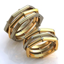 gold metal weird shape rings jewelry wedding accessory weddingjewelry jewelrydesign 3d print model - Mito3D