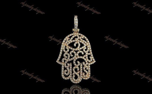 gold n1028 hamsa wedding jewelry jewellery jewel pendant platinum gem diamond silver rings ring engagement printable fashion pendants brilliant luxury necklace 3d print model - Mito3D
