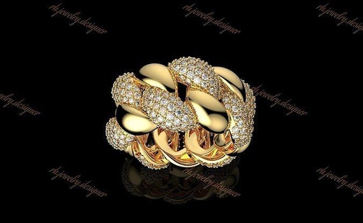 oro n1036 cubano gioielleria Fidanzamento nozze gemma anelli argento design diamante collana orecchino squillare catena spianare moda pendente 3d print model - Mito3D