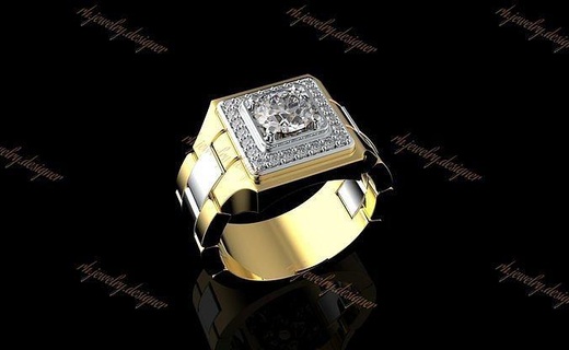gold n1054 jewelry diamond ring engagement wedding jewel jewellery brilliant platinum gem rings men cad design silver solitaire fashion 3d print model - Mito3D
