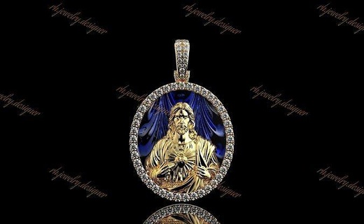 gold n1056 jesus jewelry jewel pendants pendant cross jewellery silver religious christian catholic diamond relief 3dotworks ornament engagement medallion art 3d print model - Mito3D