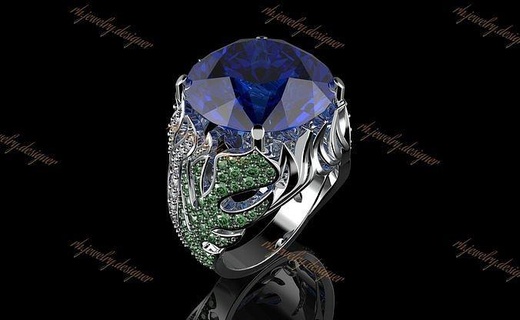 or n1061 bijoux gemme mariage bijou anneaux brillant diamant bague feuilles engagement blanc argent saphir nature platine plante 3d print model - Mito3D