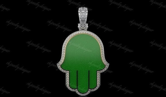 oro n1189 gioielleria argento stampabile diamante anelli hamsa squillare ciondoli pendente illustrazione design decorazione vettore disgiunto forma simbolo arte retrò tradizionale 3d print model - Mito3D