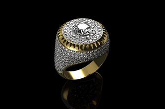 gold n570 jewelry ring diamond sterling silver metallic jewel desktop printable studio dark men briliant luxury shining design translation cad rings 3d print model - Mito3D