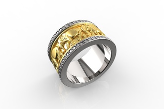 gold n588 jewelry ring silver diamond jewel jewellery gem engagement fashion brilliant engagem beauty ruby sapphire brillant elephant rings 3d print model - Mito3D