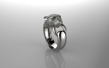 or n597 diamant bijoux bague argent bijou engagement brillant mode beauté saphir rubis mariage panthère puma anneaux 3d print model - Mito3D