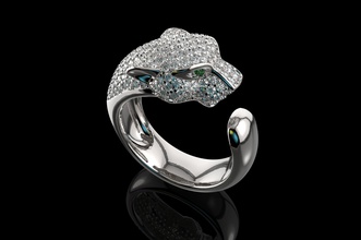 ouro n627 jóias diamante de prata casamento phanter puma jóia anel branco bengala gem o preto printable anéis 3d print model - Mito3D