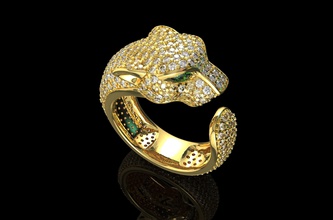 ouro n628 jóias diamante anel de prata o cad casamento da forma brilhantes jóia ruby safira panther noivado moda beleza puma gem anéis 3d print model - Mito3D