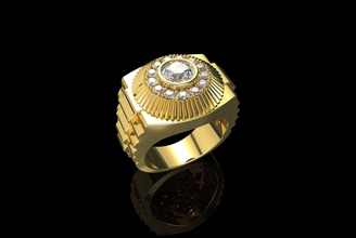 gold n660 jewelry ring rolex diamond jewellery fashion beauty watch clock wedding jewel engagement swiss gem silver time clockwork hour sterling rings 3d print model - Mito3D