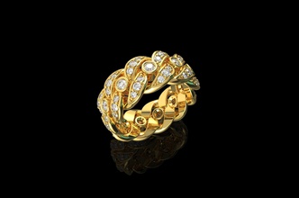 gold n739 silver ring diamond engagement jewel wedding cad platinum fashion brilliant gem white sterling jewellery black sapphire cuban jewelry rings 3d print model - Mito3D
