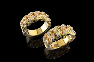 gold n803 miami cuban diamond jewellery jewel ring gem engagement wedding silver engagem fashion cad jewelry apparel sapphire beauty rings 3d print model - Mito3D