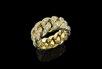 gold n810 cuban miami ring silver jewellery diamond gem engagem cad fashion beauty jewelry platinum engagement wedding jewel solitair brilliant rings 3d print model - Mito3D