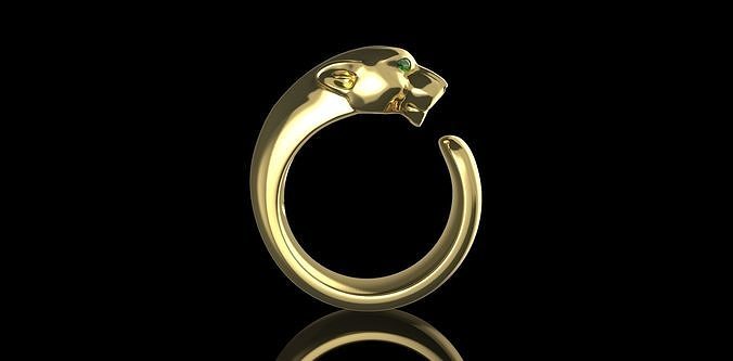 Gold n851 Schmuck Panther Diamant Puma Ringe Anhänger panter Pantera Luxus Silber Juwel Platin brillant Halskette Ohrringe Tier 3D print model - Mito3D