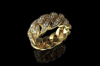 gold n877 cuban jewellery diamond ring silver platinum engagement gem wedding jewel brilliant fashion engagem jewelry diamant vintag brillant cad solitair rings 3d print model - Mito3D