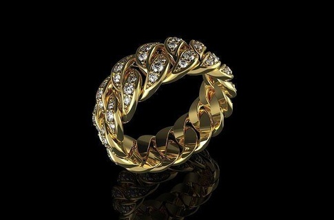 Gold n913 Schmuck Juwel Hochzeit Diamant Ring Silber kubanisch Miami brillant cad dm Nashorn Matrix Brillanten Arm Ringe 3d print model - Mito3D