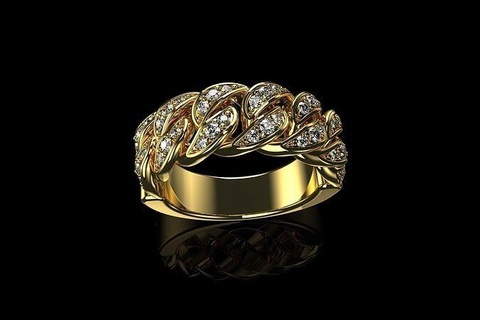 gold n919 jewelry cuban wedding diamond ring jewellery jewel rings printable silver engagement engagem cad fashion beauty brilliant bangle 3d print model - Mito3D