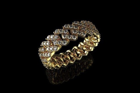 oro n950 cubano diamante squillare gemma gioielleria gioiello anelli stampabile argento catena calcolo pietra preziosa Fidanzamento lusso moda collezione massa miami collegamento braccialetti 3d print model - Mito3D