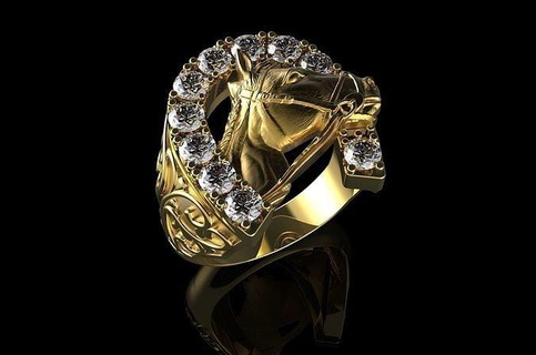 or n964 bijoux diamant bague engagement anneaux mariage animal cheval pendentifs argent 925 goujat Afrique Pigeon zbrush 3d print model - Mito3D