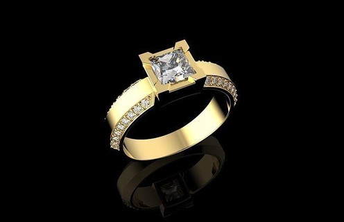 gold n989 jewelry silver elegant shining wedding engagement luxury precious gem platinum beauty accessory rings brilliant jewellery carat ring princess 3d print model - Mito3D