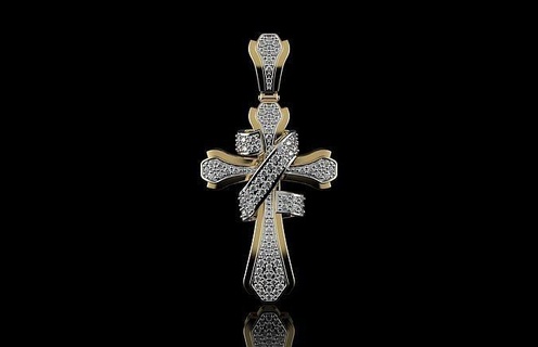 gold n991 cross wedding jewellery diamond silver jewelry pendants platinum brilliant necklace pendant engagement white luxury necklaces 3d print model - Mito3D