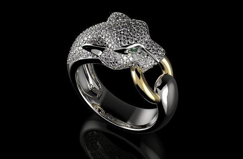 gold n999 jewelry panther gem diamond ring wedding jewel jewellery rings silver fashion brilliant beauty white sterling sapphire platinum engagement 3d print model - Mito3D