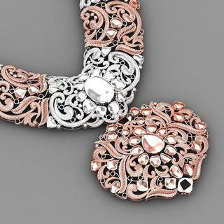 Gold Halskette Schmuck Frauen Anhänger druckbar Diamant brillant Hochzeit einstellen indisch schlichtgold wertvoll Halsketten 3d print model - Mito3D