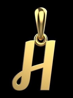 gold pendant alphabet letter h contemporary jewel jewelry modeling gold silver printable 3d pendant alphabet letter h font language pendants jewelry pendant  3d print model - Mito3D