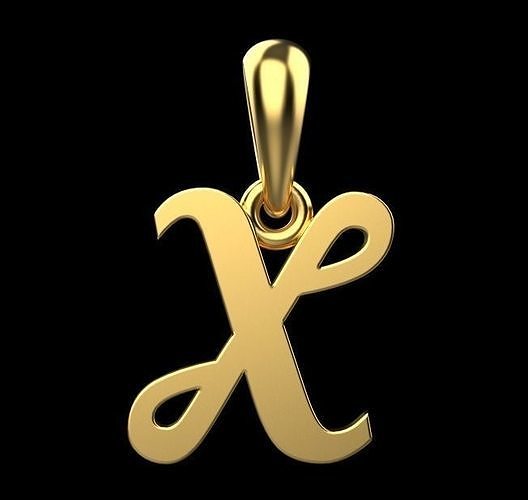 gold pendant alphabet letter x text font language silver ptintable jewel jewelry modeling 3d mesh bright pendants 3D print model - Mito3D