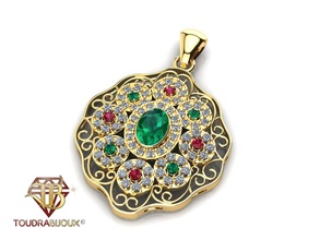 gold pendant emerald ruby 3d jewlery cad jewellery bijoux necklace joaillier diamond ring printable silver prototyping fashion sterling gem wedding printing jewelry pendants 3d print model - Mito3D