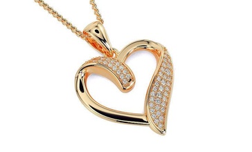 gold pendant heart diamonds printable diamond wedding cad fashion jewelry silver engagement neklace love human pendants 3d print model - Mito3D
