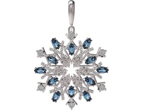 gold pendant snowflake silver diamond sapphire jewelry stone ring valentine day jewellery jewel wedding precious pendants 3d print model - Mito3D