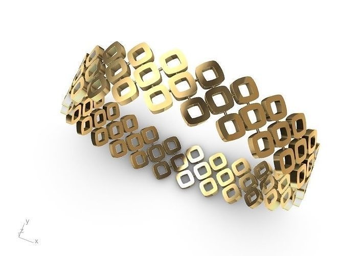 altın eşkenar dörtgen bileklik stl doğrulandı mücevher takı yazdırılabilir elmas yüzük moda prototip oluşturma 3d cad şık tasarım tasarımcı armut Beyan bilezik manşet geometrik Sanat deko kolye 3D print model - Mito3D