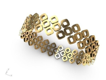 gold rhombus bangle stl verified jewellery jewelry printable diamond ring fashion prototyping 3d cad stylish design designer peardiamond statement bracelet cuff geometric art deco pendants 3d print model - Mito3D