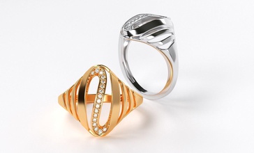 gold ribbon ring diamonds jewelry silver printable cad ribbons jewellery diamond fashion beauty rings 3d print model - Mito3D