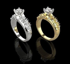 gold ring gem silver luxury 3dprinting jewelry rings 3d print model - Mito3D