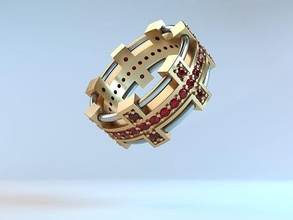 Gold Ring gedruckt Schmuck Mode Silber Diamanten Unterhaltung Juwel druckbar konzeptionell Diamant geometrisch gestalten Familie Ringe 3d print model - Mito3D