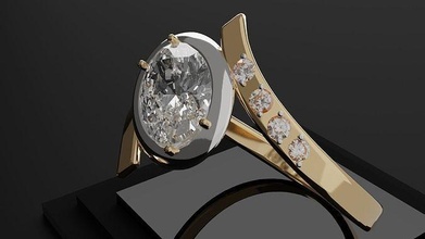 gold ring 14 jewelry diamond jewellery wedding gem engagement fashion engagem 3d print model - Mito3D