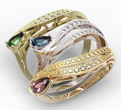 gold ring 28-1 jewelry diamonds rubies sapphires emeralds engagement wedding rings 3d print model - Mito3D