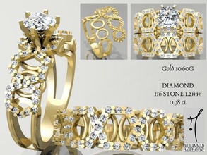 anel de ouro impressão 3d do modelo jóias ashion printable platina prata gem diamante dedo brilhantes moda beleza noivado o engajamento casamento jóia solitair anéis 3d print model - Mito3D